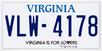 VA license plate VLW4178