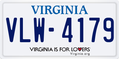 VA license plate VLW4179