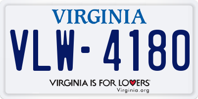 VA license plate VLW4180