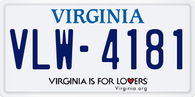 VA license plate VLW4181