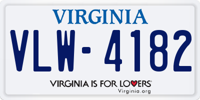 VA license plate VLW4182