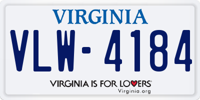 VA license plate VLW4184