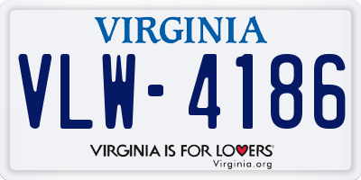 VA license plate VLW4186