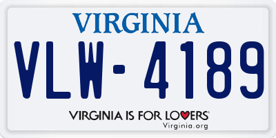 VA license plate VLW4189