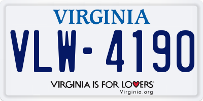 VA license plate VLW4190