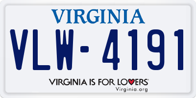 VA license plate VLW4191