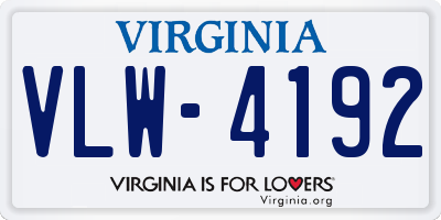 VA license plate VLW4192