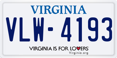 VA license plate VLW4193