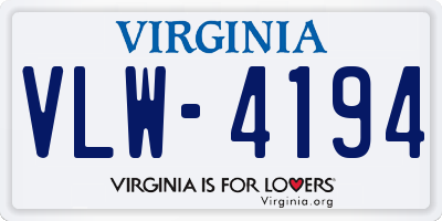 VA license plate VLW4194