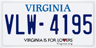 VA license plate VLW4195