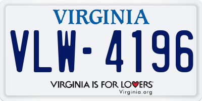 VA license plate VLW4196