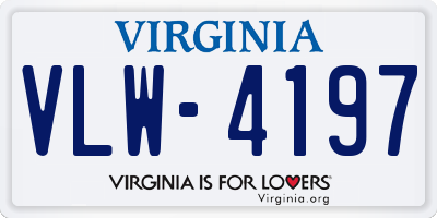 VA license plate VLW4197