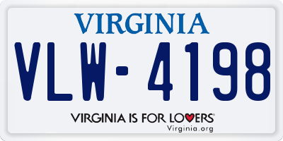 VA license plate VLW4198