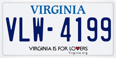 VA license plate VLW4199