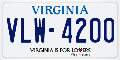 VA license plate VLW4200