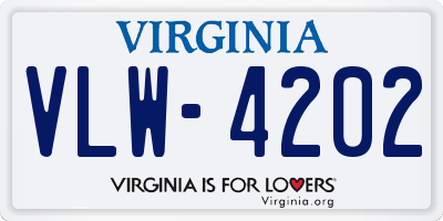 VA license plate VLW4202