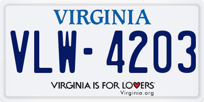 VA license plate VLW4203