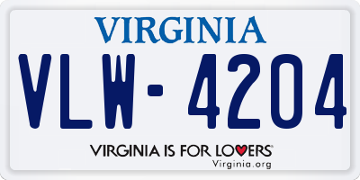 VA license plate VLW4204