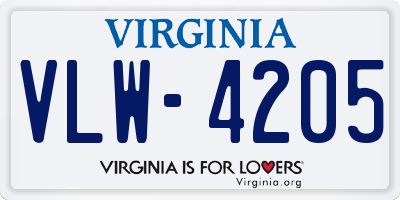 VA license plate VLW4205