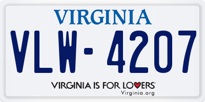 VA license plate VLW4207