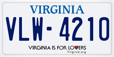 VA license plate VLW4210