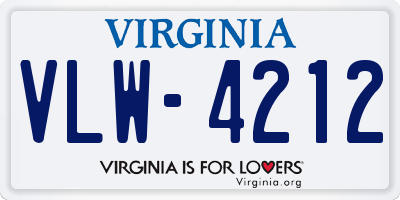 VA license plate VLW4212