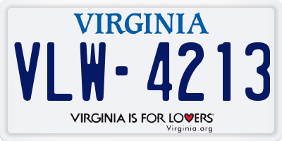 VA license plate VLW4213