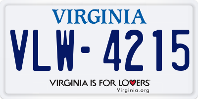 VA license plate VLW4215