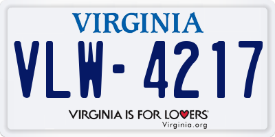 VA license plate VLW4217