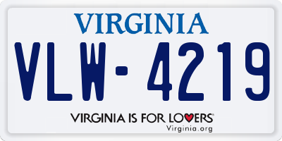 VA license plate VLW4219