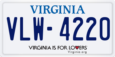 VA license plate VLW4220