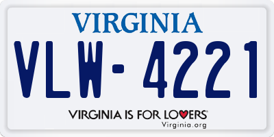 VA license plate VLW4221