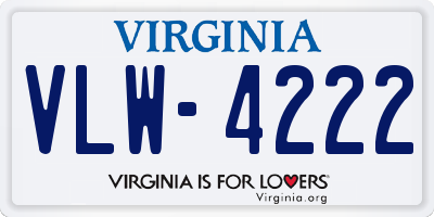 VA license plate VLW4222