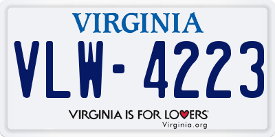 VA license plate VLW4223