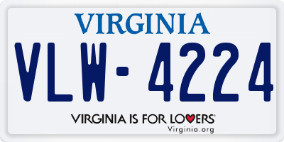 VA license plate VLW4224