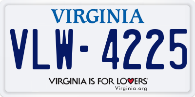 VA license plate VLW4225