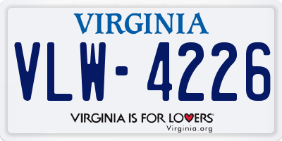 VA license plate VLW4226