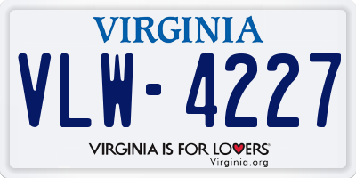 VA license plate VLW4227