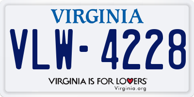 VA license plate VLW4228