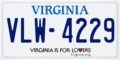 VA license plate VLW4229