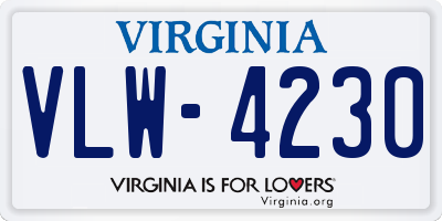 VA license plate VLW4230