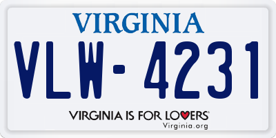 VA license plate VLW4231