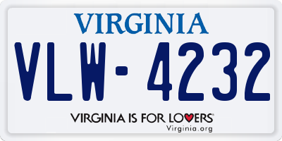 VA license plate VLW4232