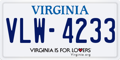 VA license plate VLW4233