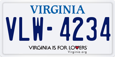 VA license plate VLW4234