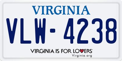 VA license plate VLW4238