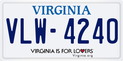 VA license plate VLW4240