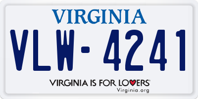 VA license plate VLW4241