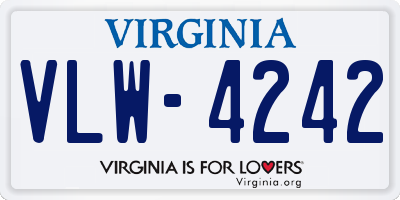 VA license plate VLW4242