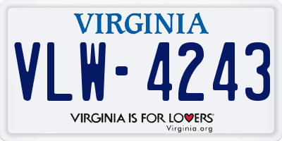 VA license plate VLW4243